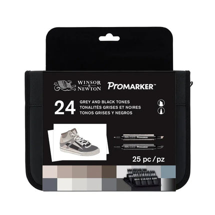 Winsor & Newton ProMarker - Black & Grey Tones Wallet of 24