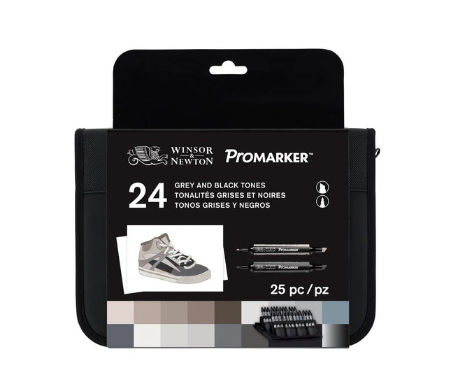 Winsor & Newton ProMarker - Black & Grey Tones Wallet of 24