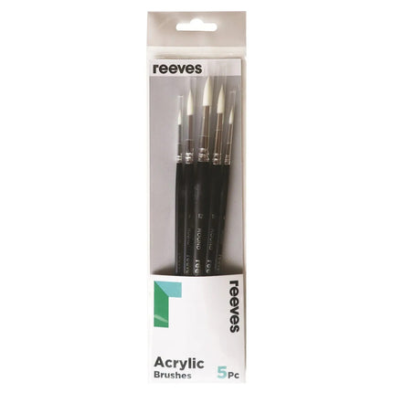 Reeves Acrylic Synthetic Round Short Handle Brushes - Set of 5