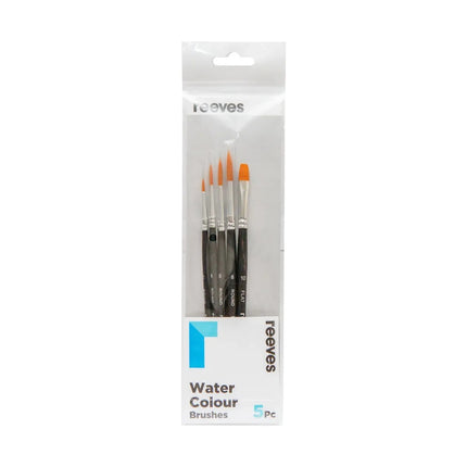 Reeves Watercolour Golden Synthetic Short Handle Brushes - Set of 5
