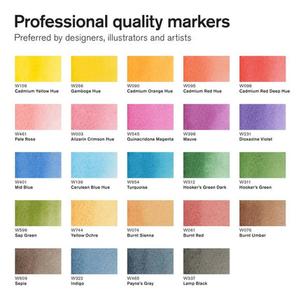 Winsor & Newton ProMarker Watercolour - Basic Tones Wallet of 24