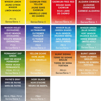Winsor & Newton Professional Watercolour Half Pan Paints - Compact Set of 14