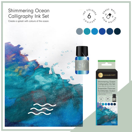 Manuscript Shimmering Inks - Set of 6 Ocean