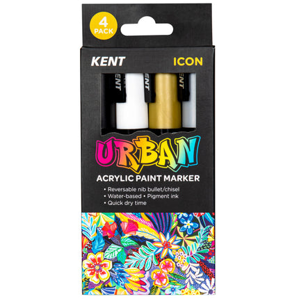 Kent Urban Acrylic Paint Marker - Medium Tip 4 Pack - Icon