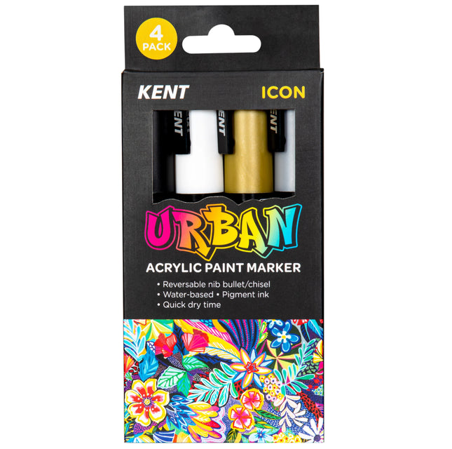 Kent Urban Acrylic Paint Marker - Medium Tip 4 Pack - Icon