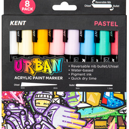 Kent Urban Acrylic Paint Marker - Medium Tip 8 Pack - Pastel