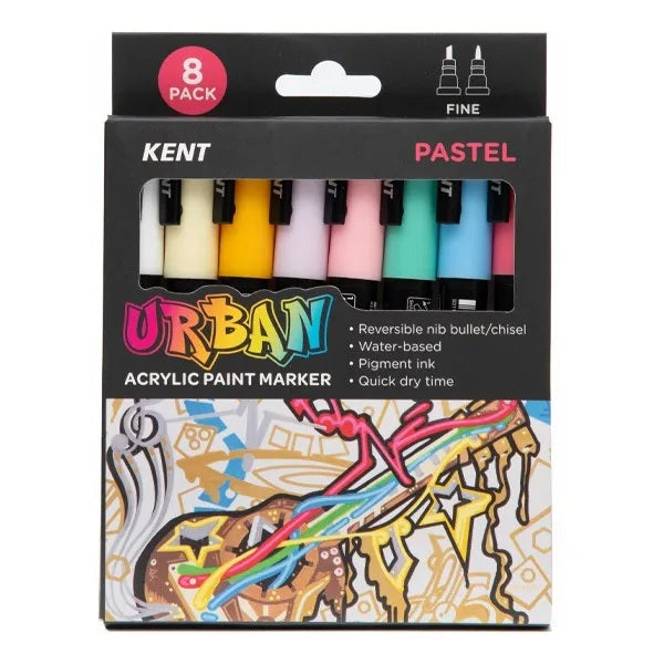 Kent Urban Acrylic Paint Marker - Fine Tip 8 Pack - Pastel