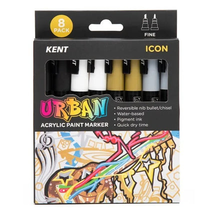 Kent Urban Acrylic Paint Marker - Fine Tip 8 Pack - Icon