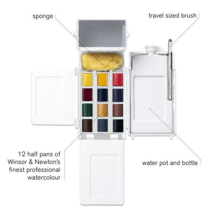 Winsor & Newton Professional Watercolour Half Pan Paints - Field Pocket Set of 12