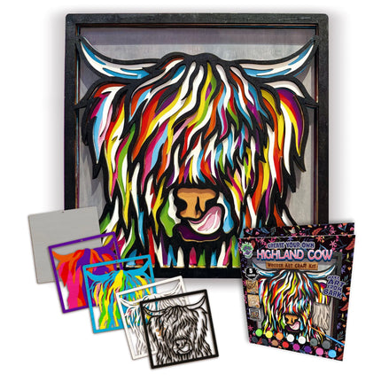 Splat Planet - Dimensional Wooden Art Kit - Highland Cow