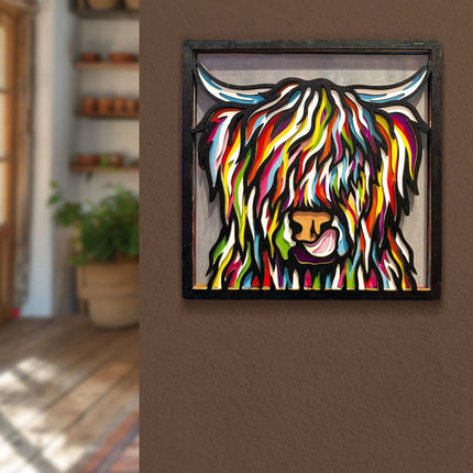 Splat Planet - Dimensional Wooden Art Kit - Highland Cow
