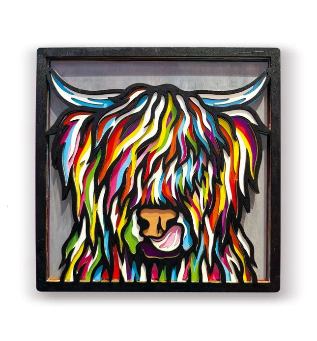 Splat Planet - Dimensional Wooden Art Kit - Highland Cow