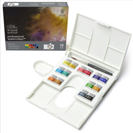 Winsor & Newton Professional Watercolour Half Pan Paints - Compact Set of 14