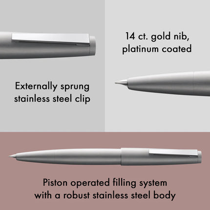Lamy 2000 M Fountain Pen - Stainless Steel
