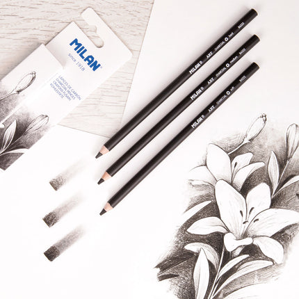 Milan Charcoal Art Pencils - Pack of 3