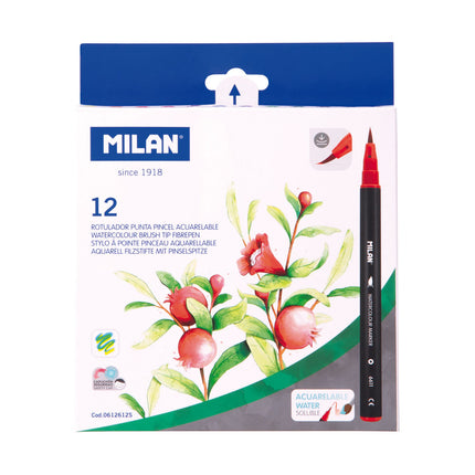 Milan Watercolour Markers Brush Tip - Pack of 12