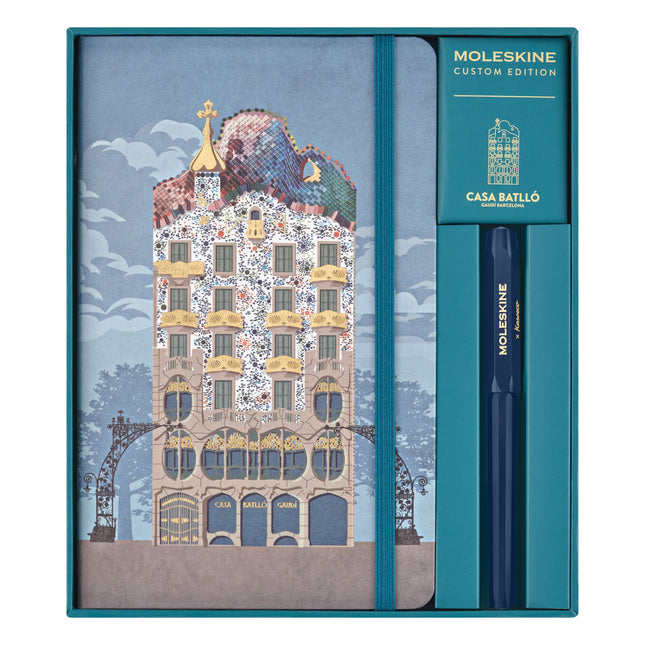 Moleskine Casa Batllo - Notebook Large + Cahier Large + Kaweco Rollerball Pen Set