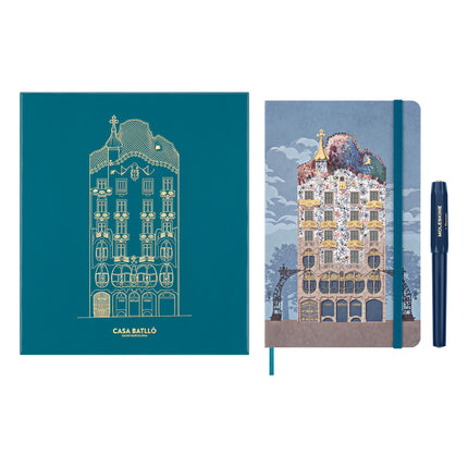 Moleskine Casa Batllo - Notebook Large + Cahier Large + Kaweco Rollerball Pen Set