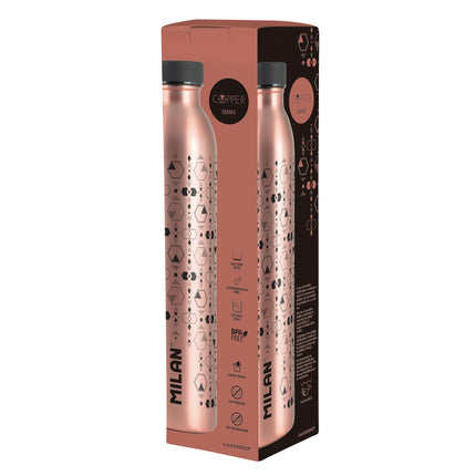 Milan Stainless Steel Isothermal Bottle - 590ml - Copper Series - Black