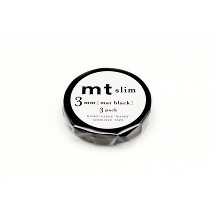 MT Washi Tape 3mm x 7m - Matte Black Set of 3