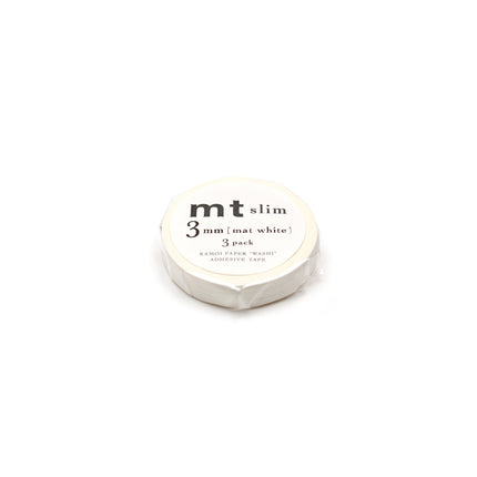 MT Washi Tape 3mm x 7m - Matte White Set of 3