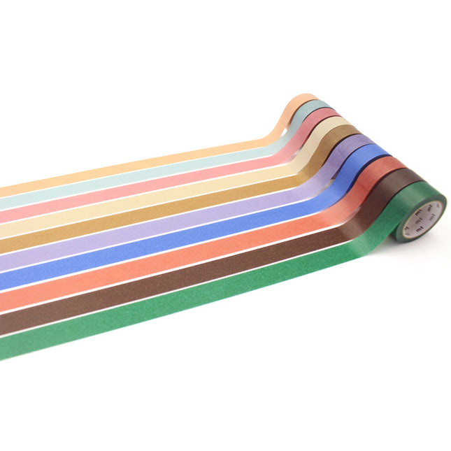 MT Washi Tape 15mm x 7m - Muted Colours Set of 10
