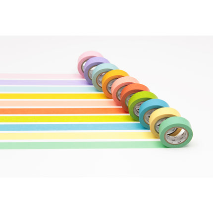 MT Washi Tape 15mm x 7m - Pastel Colours Set of 10