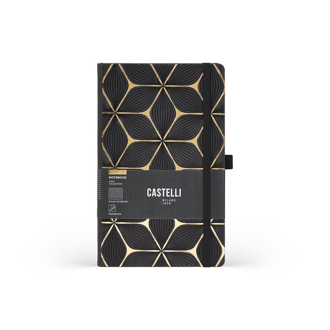 Castelli Gold Notebook Mid - Flower - Ruled