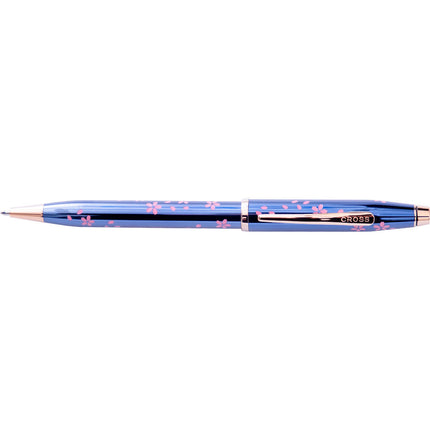 Cross Century II Cherry Blossom Blue Lacquer Ballpoint with Rose Gold Trim