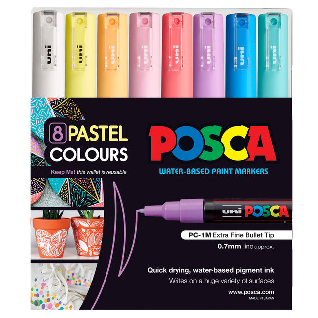 Uni Posca Marker PC-1M Pastel Colours - Pack of 8