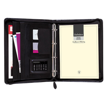 Debden Compendium - A4 - 4-Ring Zippered - PU Black