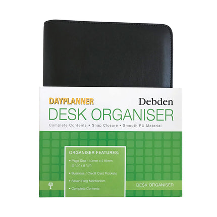 Debden Dayplanner - Organiser - Desk - Snap Closure PU Black
