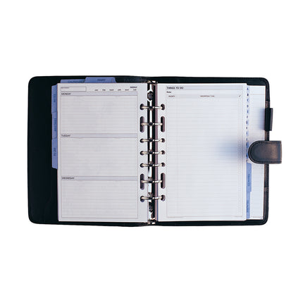Debden Dayplanner - Organiser - Desk - Snap Closure PU Black