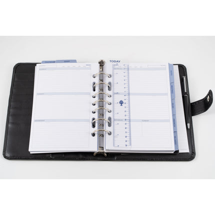 Debden Dayplanner - Organiser - Desk - Snap Closure PU Black