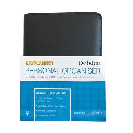 Debden Dayplanner Organiser Personal - Snap Closure PU Black