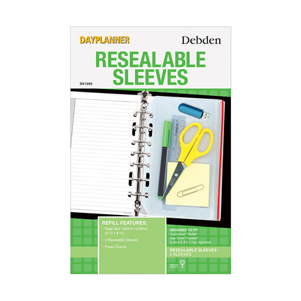 Debden Dayplanner - Desk - Resealable Sleeves 2 Pack - Refill 2