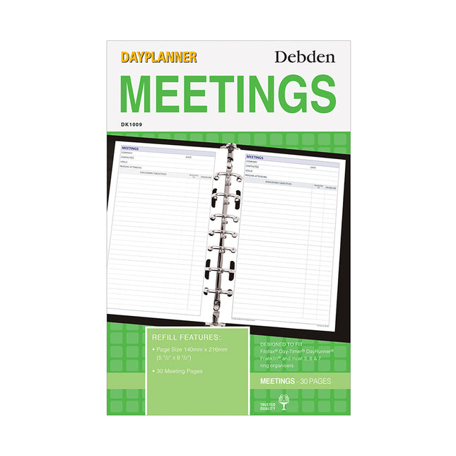 Debden Dayplanner - Desk - Meetings - Refill