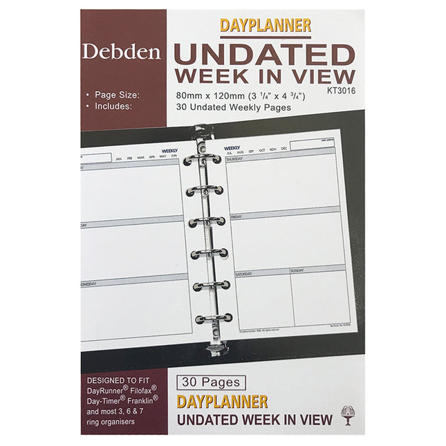 Debden Dayplanner - Pocket - Week to View Undated - Refill