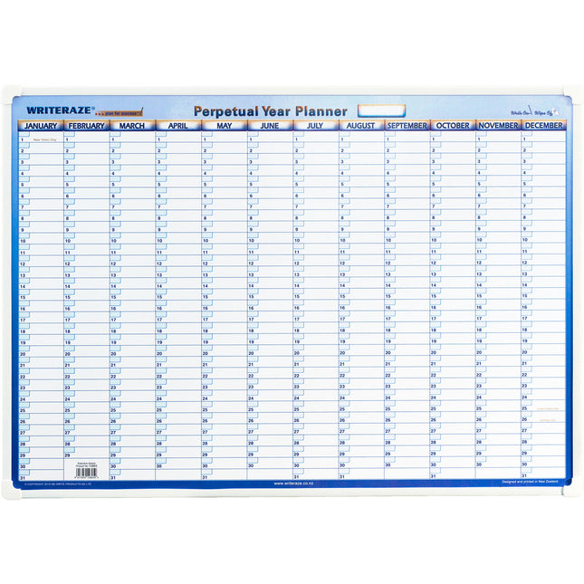 Writeraze Wallplanner - 500x700mm - Framed - Perpetual Year