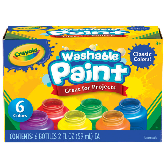 Crayola Washable Kids Paint Pots - Classic Colours Pack of 6
