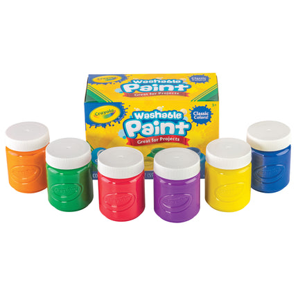 Crayola Washable Kids Paint Pots - Classic Colours Pack of 6