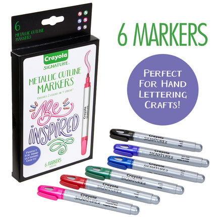Crayola Signature Metallic Outline Paint Markers - Pack of 6