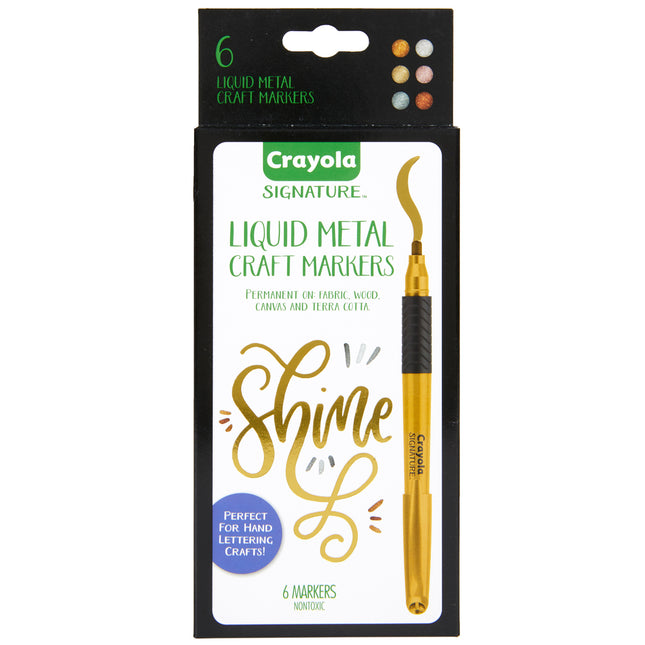 Crayola Signature Liquid Metal Permanent Art Markers Pack of 6