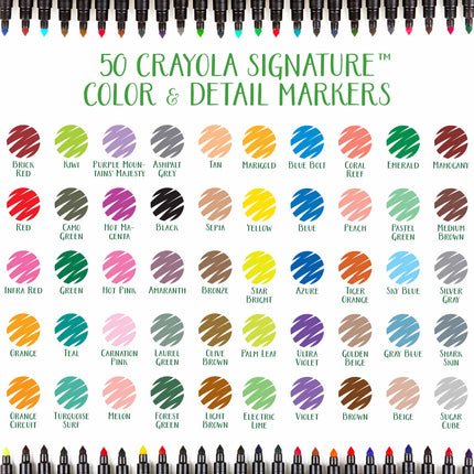 Crayola Signature Colour & Detail Markers - Pack of 50
