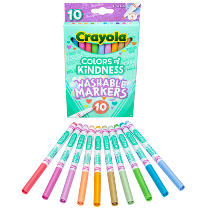 Crayola Colours of Kindness Fineline Washable Markers - Pack of 10