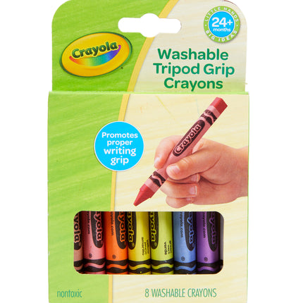Crayola Young Kids Washable Tripod Grip Crayons - Pack of 8