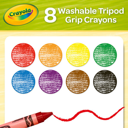 Crayola Young Kids Washable Tripod Grip Crayons - Pack of 8