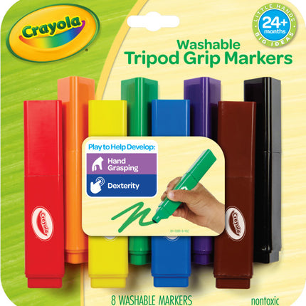 Crayola Young Kids Washable Tripod Grip Markers - Pack of 8