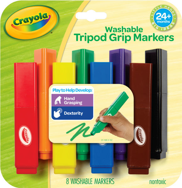 Crayola Young Kids Washable Tripod Grip Markers - Pack of 8