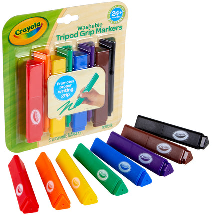 Crayola Young Kids Washable Tripod Grip Markers - Pack of 8